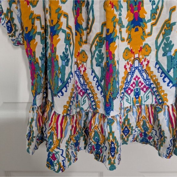 Rachel Zoe Boho Tunic Womens Size 2X White Hippie Tassel Rayon Casual Shirt - Picture 5 of 13